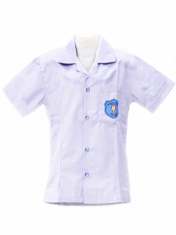 Sky Blue pin striped Blouse with monogram & school name buttons