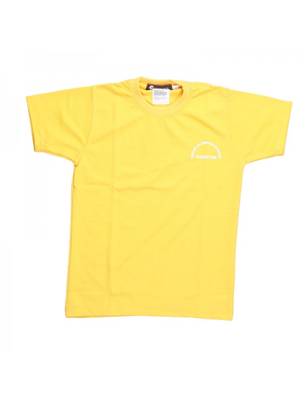 Plain Round Neck Yellow T-Shirt with School Monogram for Nursery