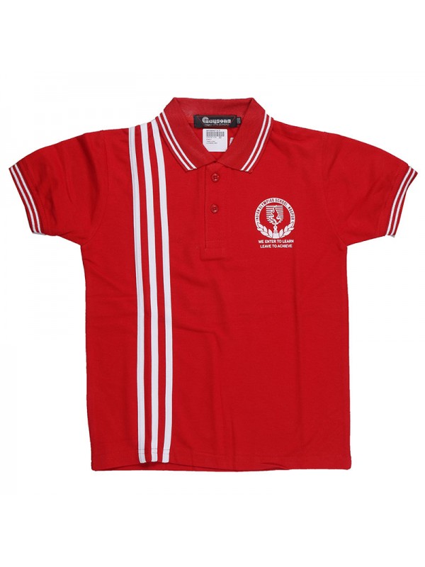 Red T-Shirt with White Stripe with Monogram Standard I Onwards for Sports 