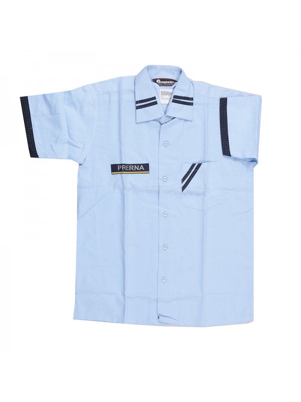 Sky Blue Spun Half Sleeves Shirt as per Pattern with House Wise  School Monogram 