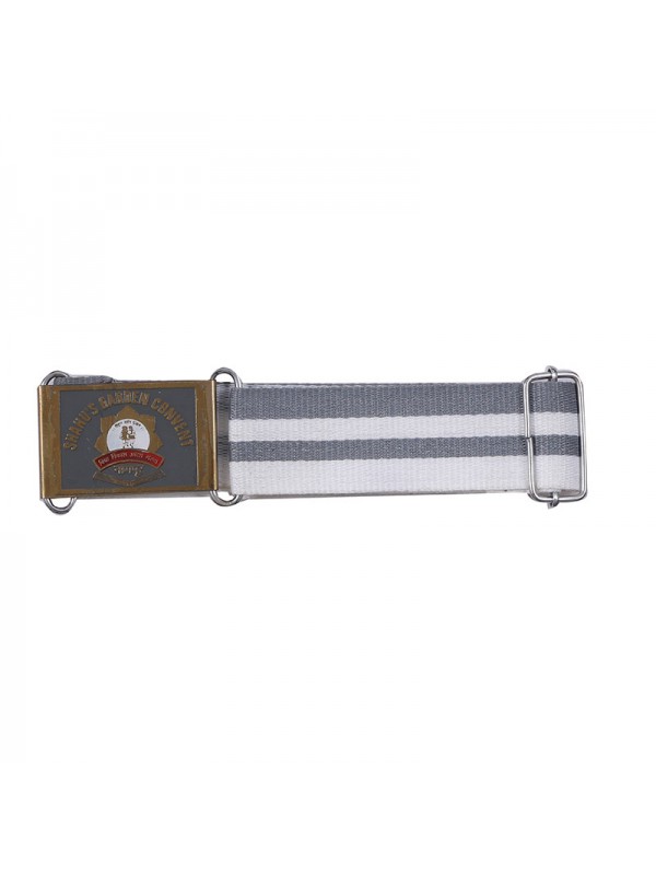 Grey and White Strip Belt with School Monogram