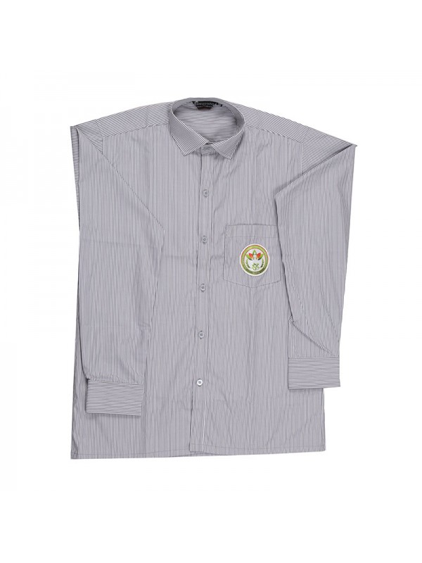 Grey Strip Full Sleeves Shirt with College Monogram